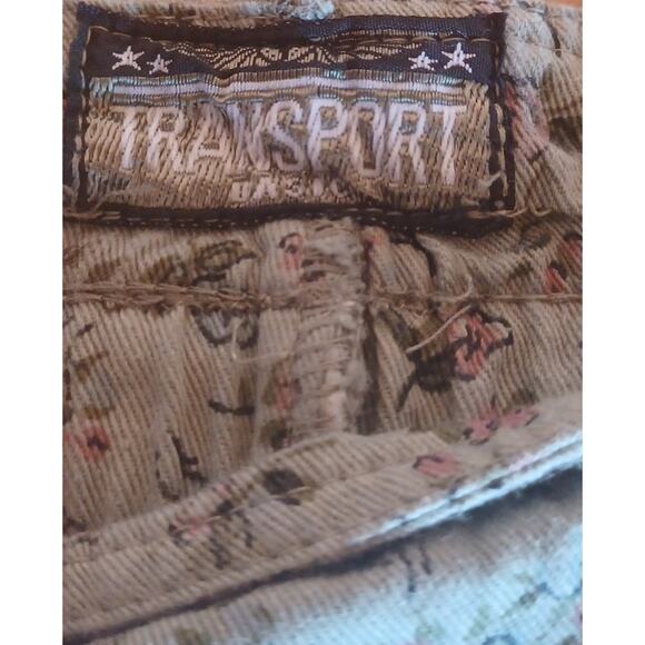 Vintage Transport 100% Cotton Shorts Green Floral, Paper Bag Waist Women's Large - Picture 5 of 8